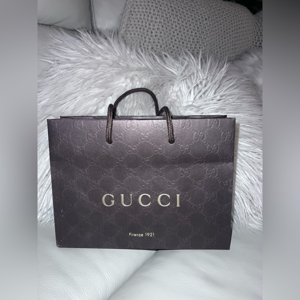 GUCCI Small Embossed Paper Gold Print
Product Bag "Firenze 1921" | Brown